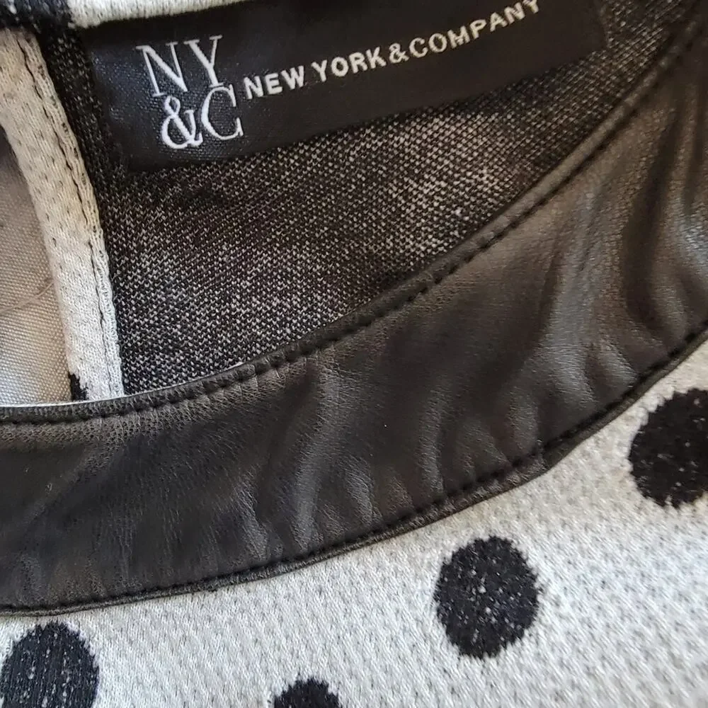 Dot-print Faux Leather - Sleeve Shift Dress, New York & Company - Picture 4 of 5